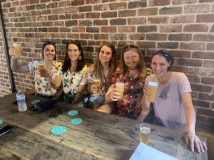Group of gals at Balter Brewing Co with Hop On Brewery Tours