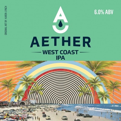 Aether Brewing current West Coast IPA label design (2024)