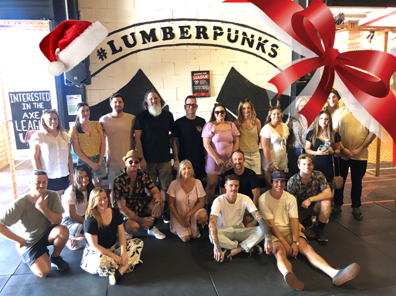 hatchets & hops christmas party with Hop On Brewery Tours and Lumber Punks in Brisbane