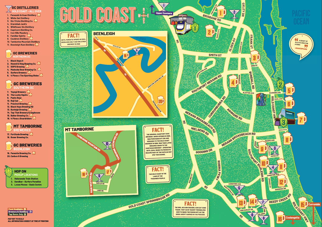 Gold Coast Ale Trail 2025 - Complete Gold Coast Map of Breweries and Distilleries