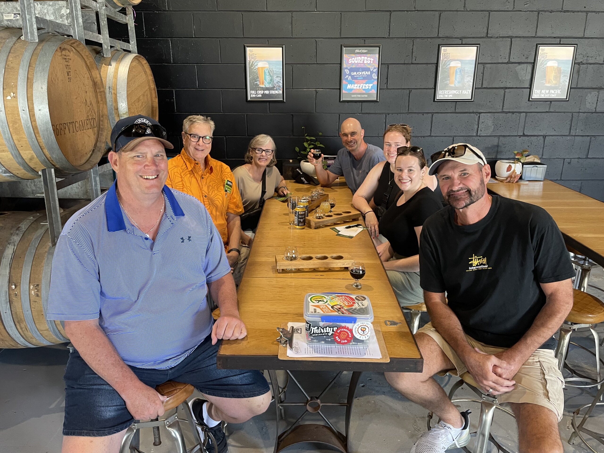 Friends and family on a Gold Coast brewery tour